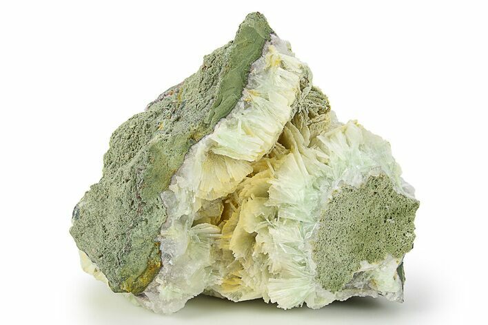 Green, Bladed Prehnite Crystals with Quartz - Morocco #292268